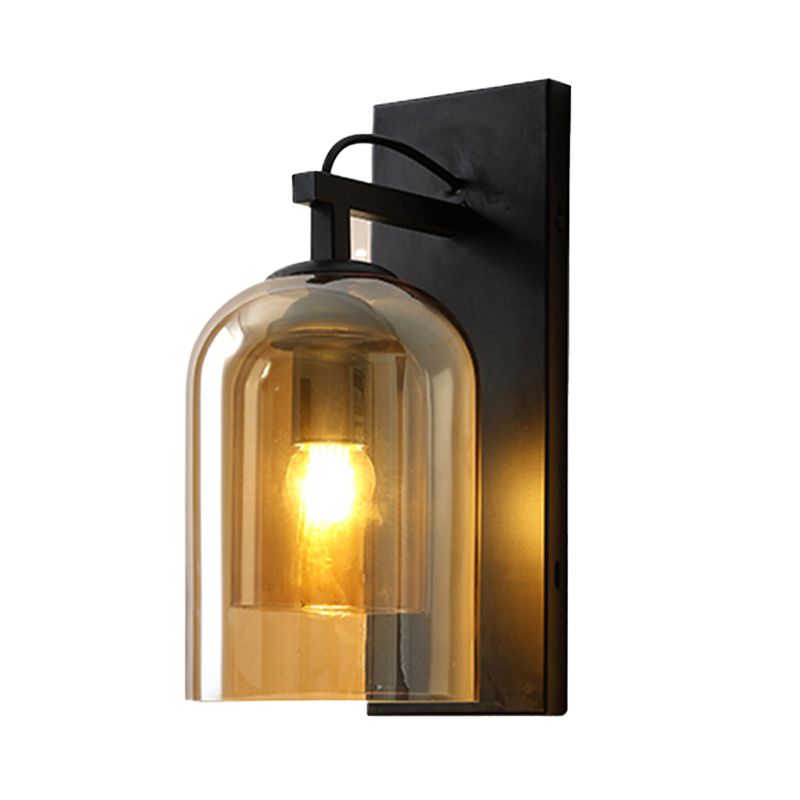 Cylinder Shape Glass Vanity Lamp Industrial Style 1 Light Vanity Light Fixture