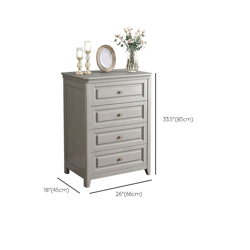 Contemporary Rubberwood Storage Cabinet with Drawers in Gray