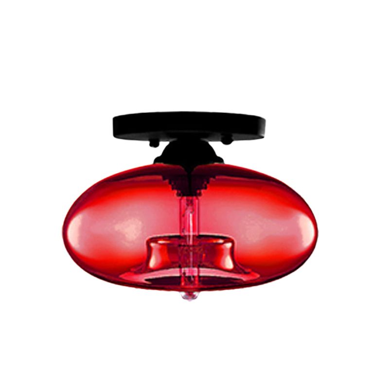 Lampe encastrée ovale en verre, Style Simple, 1 lumière claire/ambre/fumée, plafonnier pour couloir