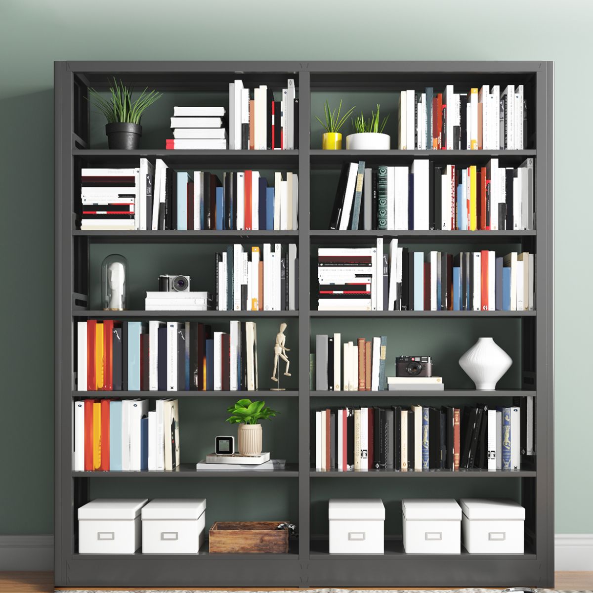6-Tier Steel Matte Finish Bookcase Standard 79-inch Bookshelf