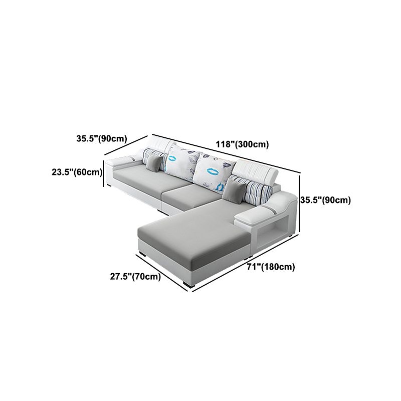 Light-grey Modern Sectional Stain-Resistant Faux leather Sectional