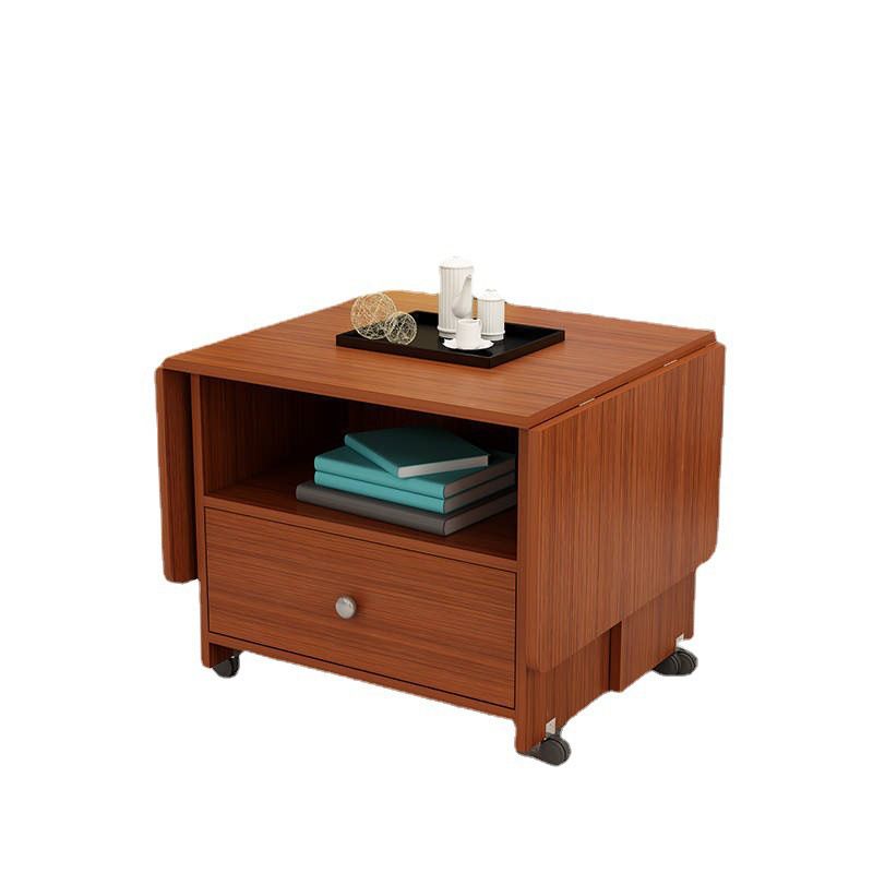 Rectangular Coffee Table Wooden Folding Cocktail Table with Casters