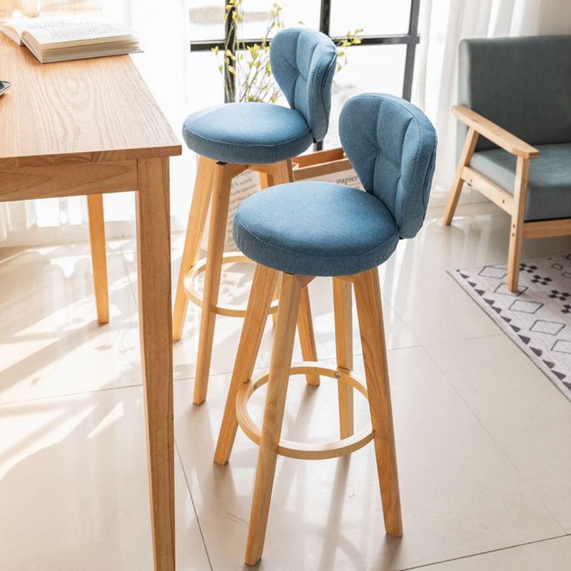Contemporary Solid Wood Barstool Indoor Bar Stool with Footrest and Cushion