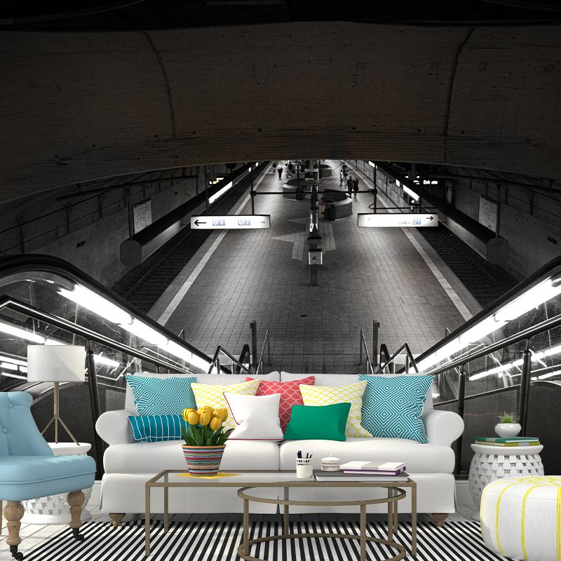 Photography Style Stairs Mural Decal Modern Mildew Resistant for Living Room