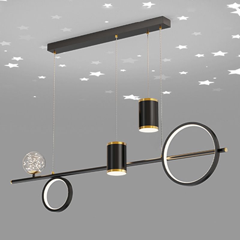 5-Light Modern Kitchen Pendant Lights Linear Metal Island Lighting Ideas