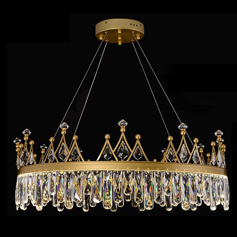 New Modern Gold Tiered Chandelier Light Fixtures Crystal LED Hanging Lamp for Living Room