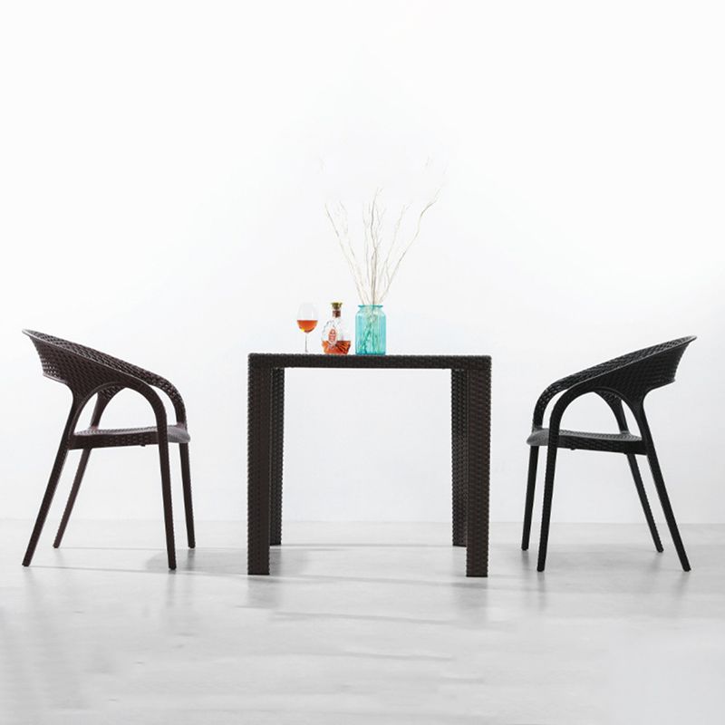 Contemporary Open Back Dining Chair Plastic Stackable Dining Arm Chair