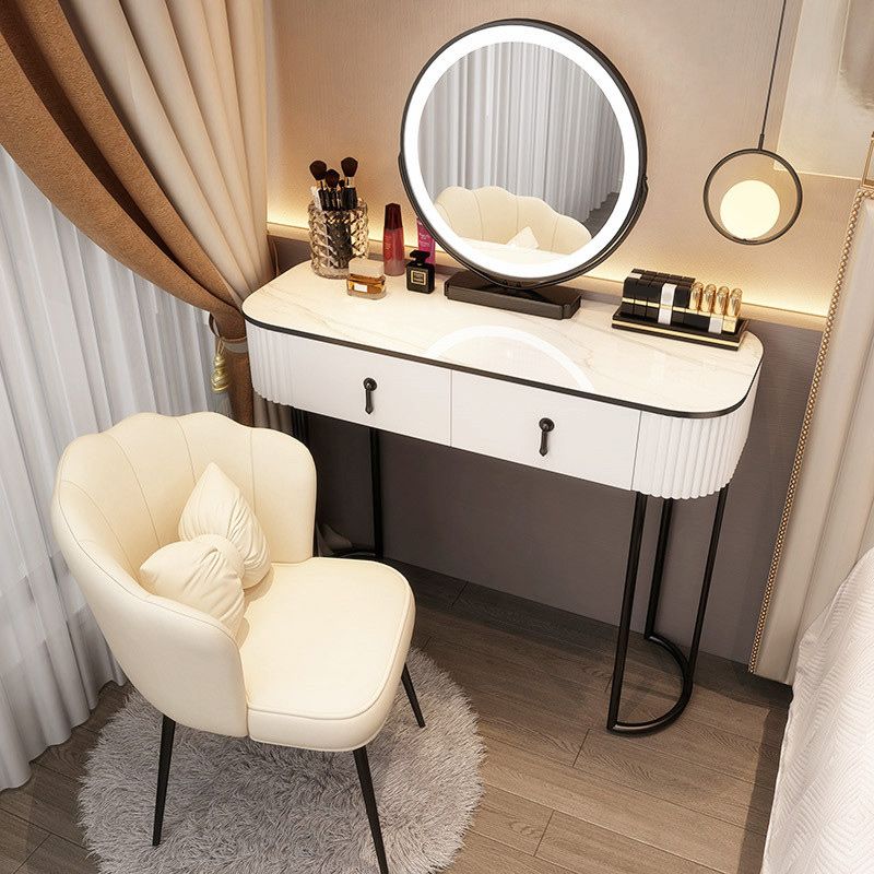 Adjustable Makeup Counter Lighted Mirror Vanity Dressing Table with Drawer