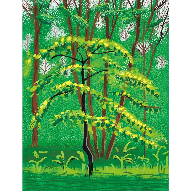 Green Trees Painting Wallpaper Mural Waterproofing Wall Covering for Home Gallery