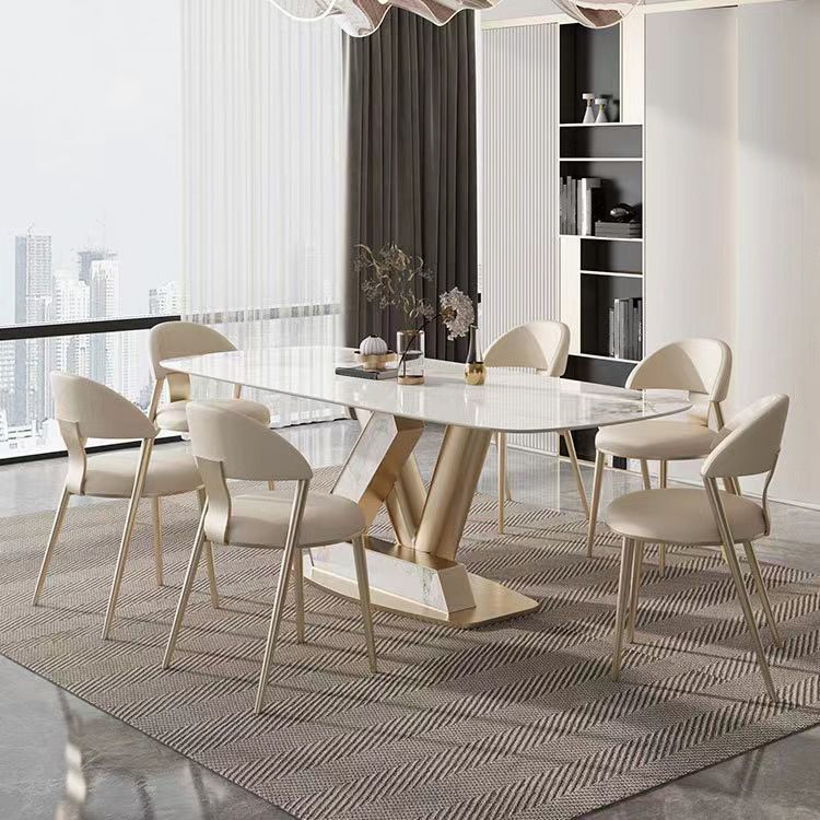 1/4/5/7/9 Pcs Dining Room Table and Chair Set Sintered Stone Dining Table Set