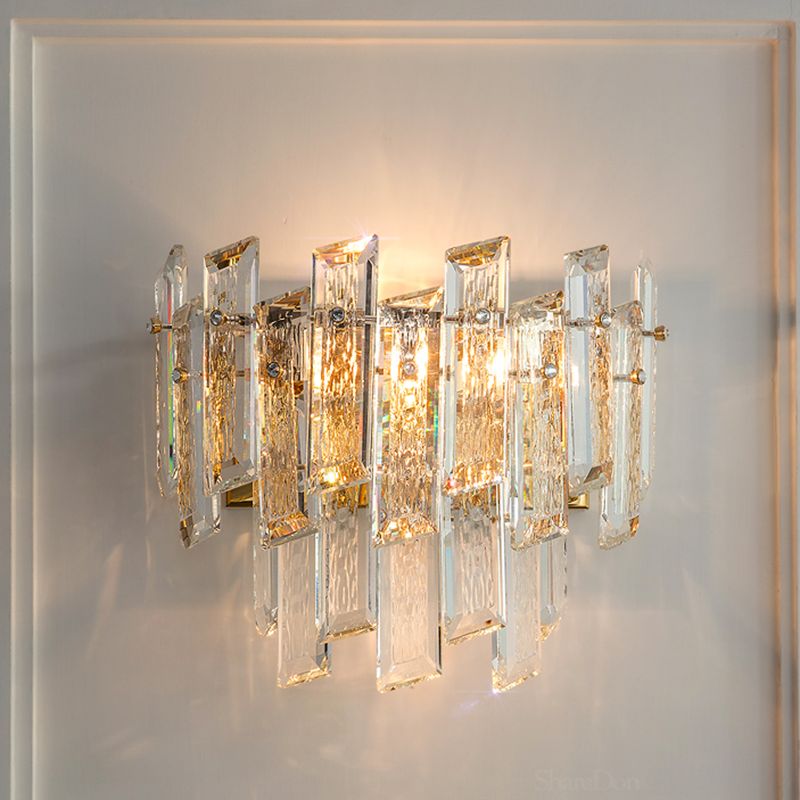 Geometric Shape Crystal Wall Sconces Modern Wall Mount Light in Gold