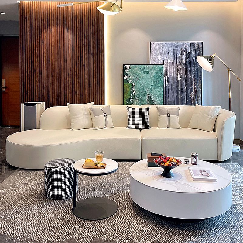 Stain-Resistant Modern Faux Leather Sofa/Sectional Pillowed Back Cushions