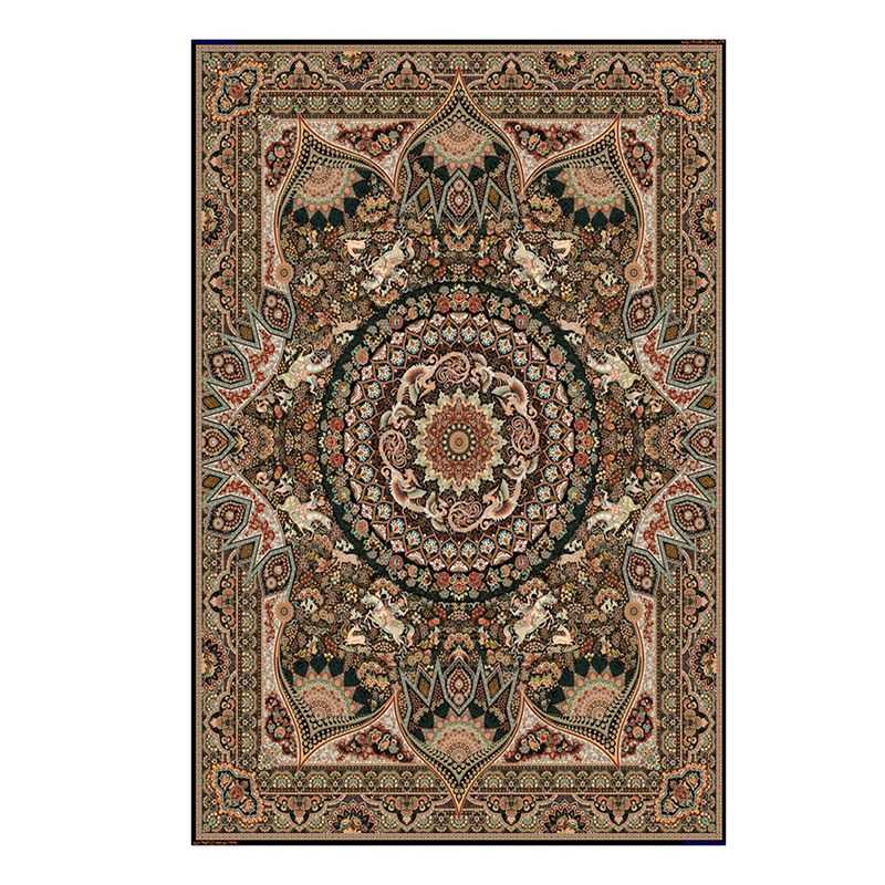 Brauner Wohnzimmer Teppich Europäischer Stil Polyester Teppich Anti-Rutsch Easy Care Teppich