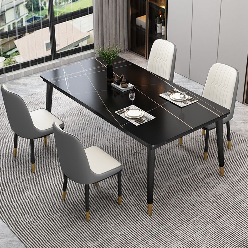 Industrial Style Home Sintered Stone Dining Table Rectangle Shape Table with 4 Legs Base