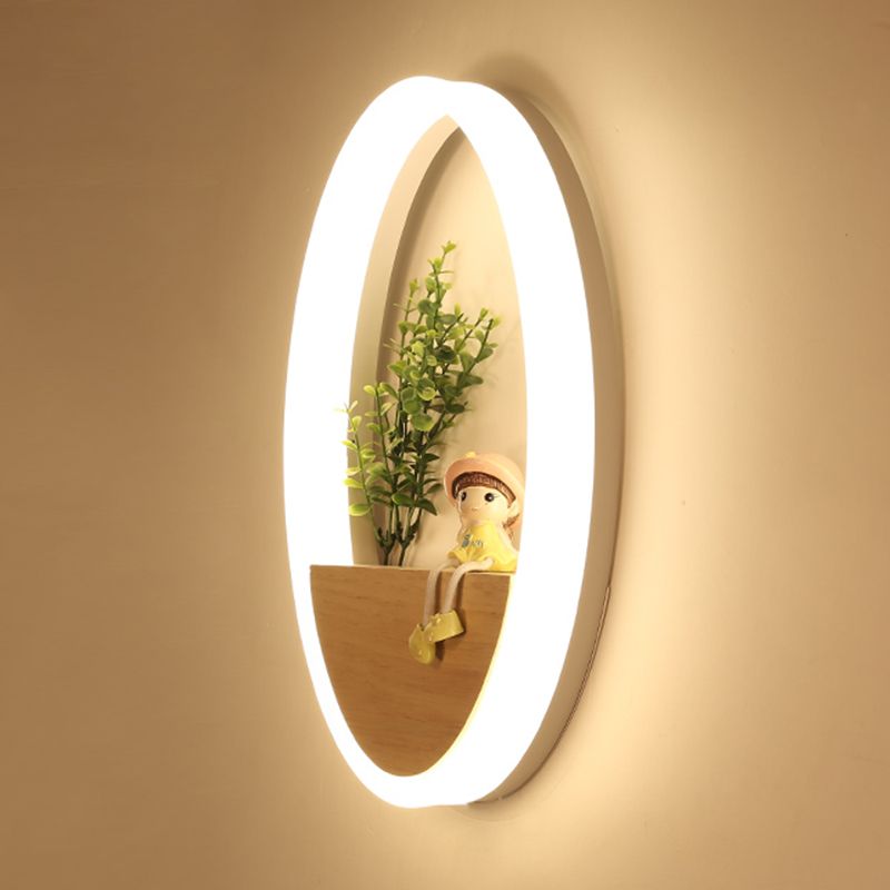 Moderne stijl ronde wandlampen hout 1 lichte wandlampen (decoratie niet inbegrepen)