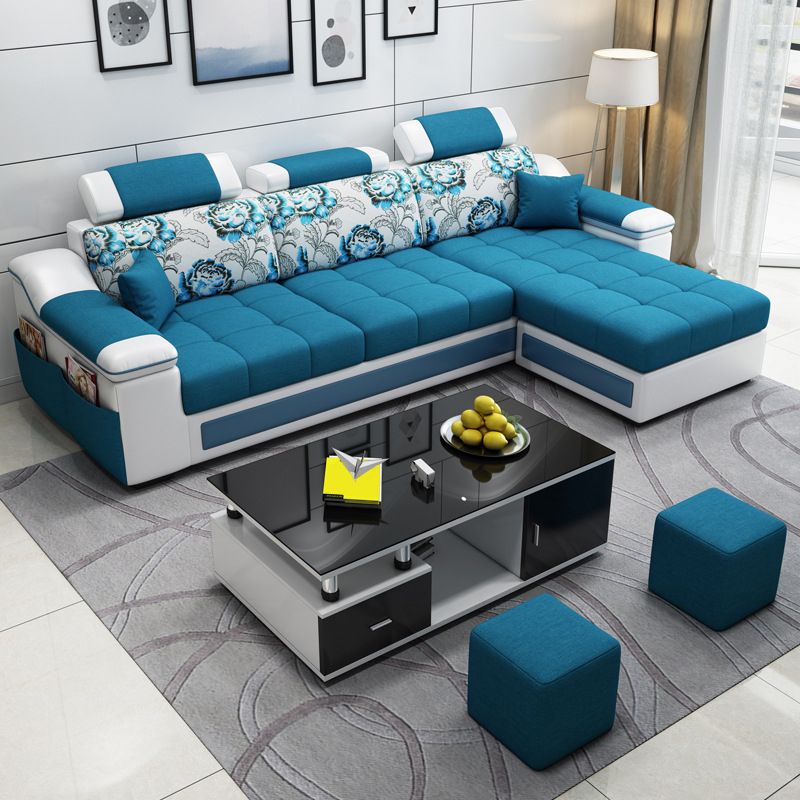 Pillow Top Arm Modular Settee Furniture 3-seater Sofa and Chaise with Pillows