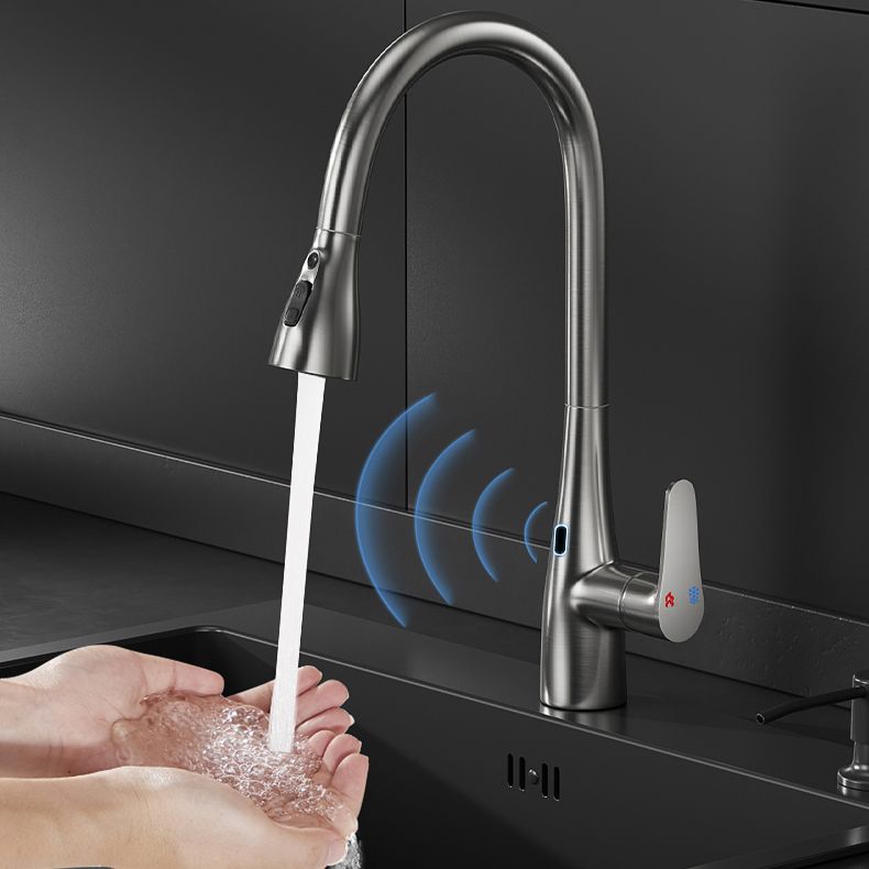 Touchless Sensor Kitchen Bar Faucet Swivel Spout with Pull Down Sprayer