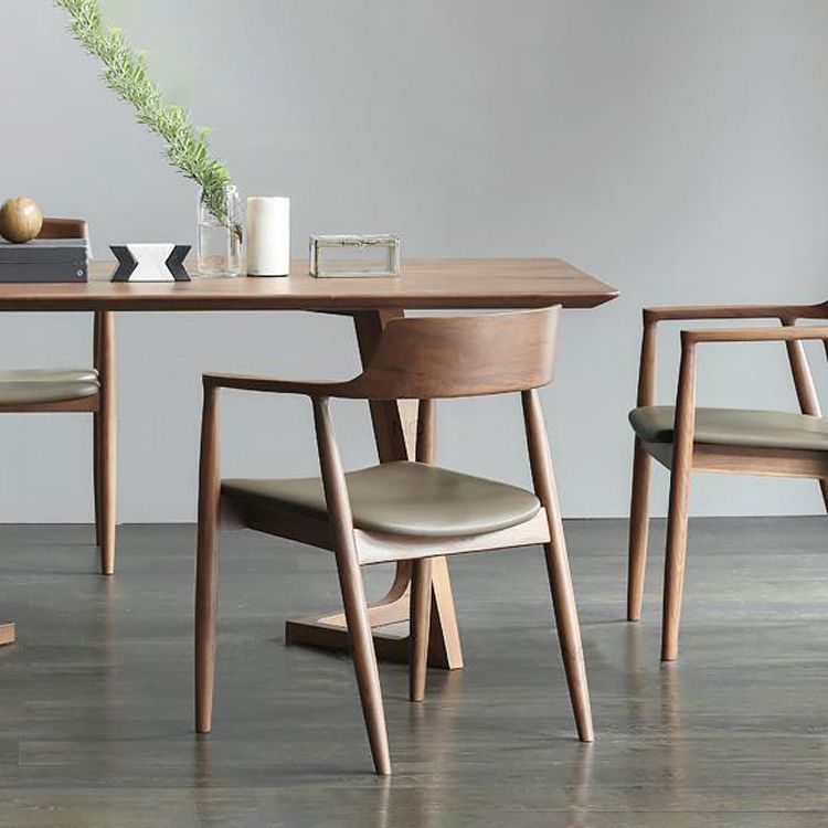 Contemporary Dining Chair 20'' Wide Open Arm Chair with 4 Wood Legs for Home