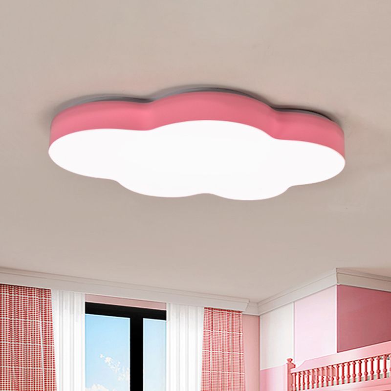 Acrylic Cloud-Shape Ceiling Mounted Fixture Cartoon LED Flushmount Lighting in White/Red/Yellow for Kids Room