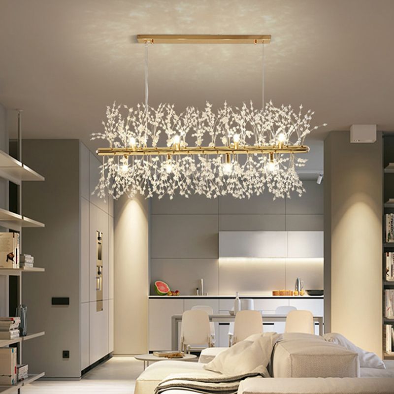 Nordic Style Iron Hanging Lamp Rectangle Shape Island Light Fixture for Bedroom