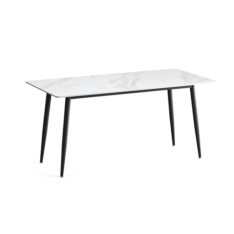 Modern Standard Sintered Stone Dining Set Rectangle Table Kitchen Dining Set in White