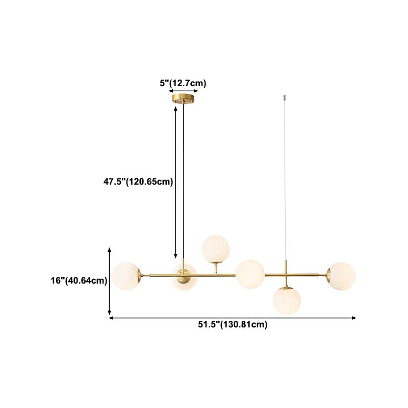 5/6-Light Metal Kitchen Island Lighting Modern Linear Ceiling Light in Gold