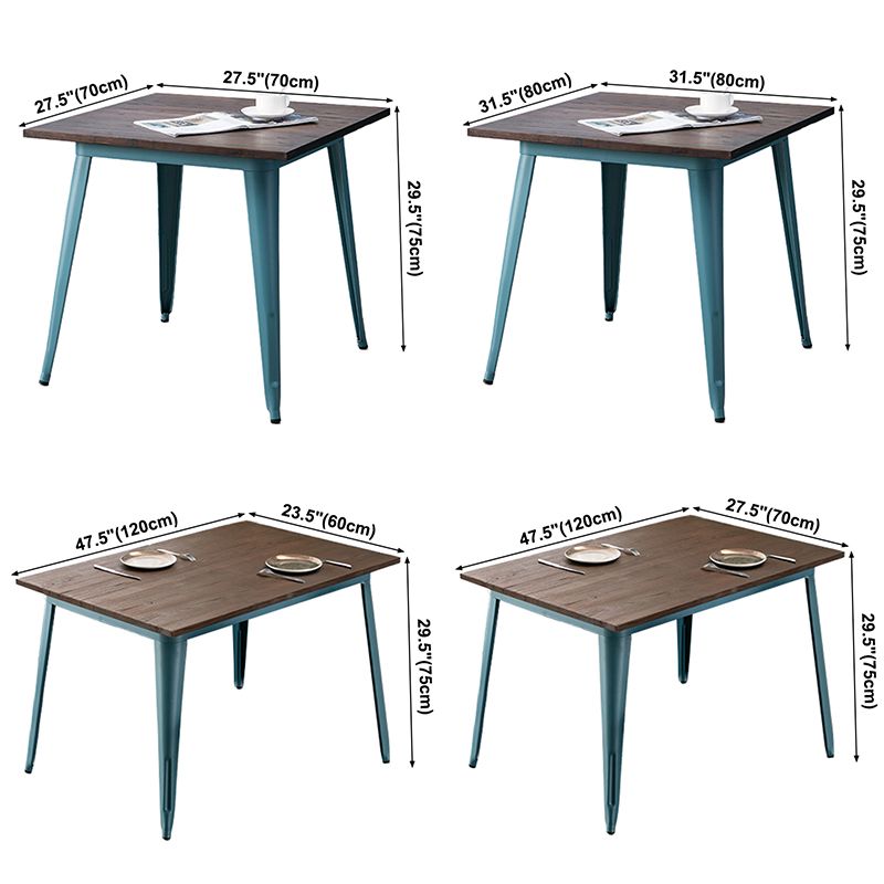 Mesa de comedor industrial de madera maciza Mesa marrón de 4 patas para comedor