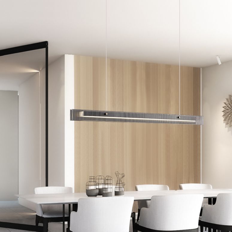 Dining Room Nordic Modern Island Light Fixture LED Linear Glass Pendant Light