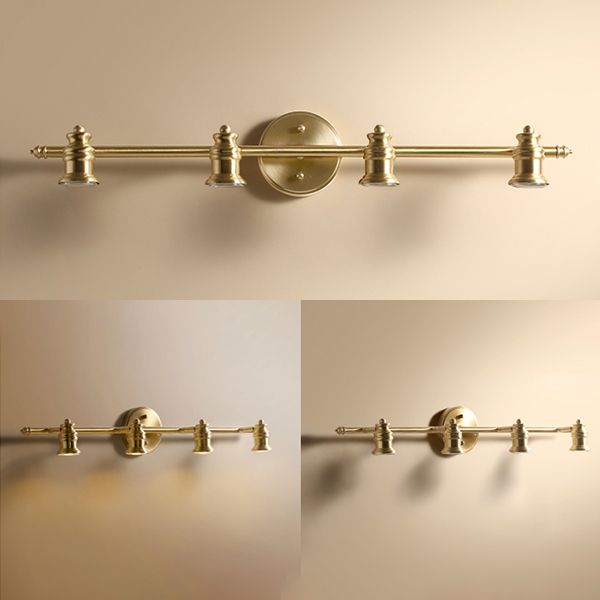 Minimalist Linear Wall Lighting Fixture Metal Bathroom Sconce Light Fixture in Coppery