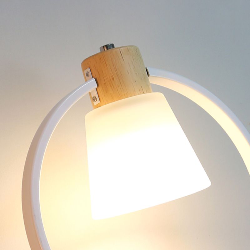 Modern Kids Wall Sconce Geometric Shape Metal Wall Light with Glass Shade for Bedroom