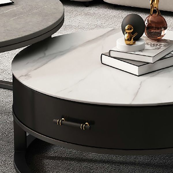 Frame Coffee Table Set Slate Cocktail Table with Storage Drawers