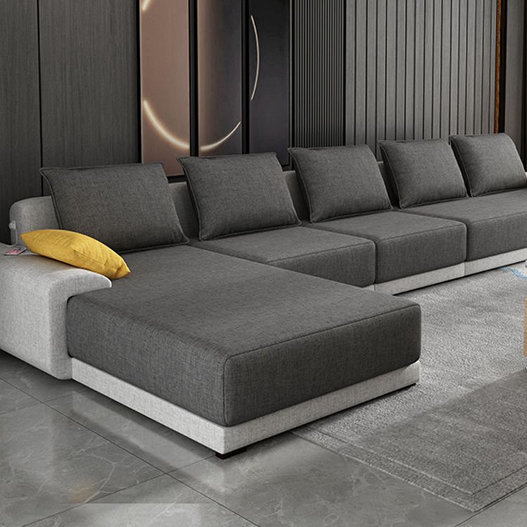 Contemporary Removable Loose Back Cushions Sofa with Reversible Chaise