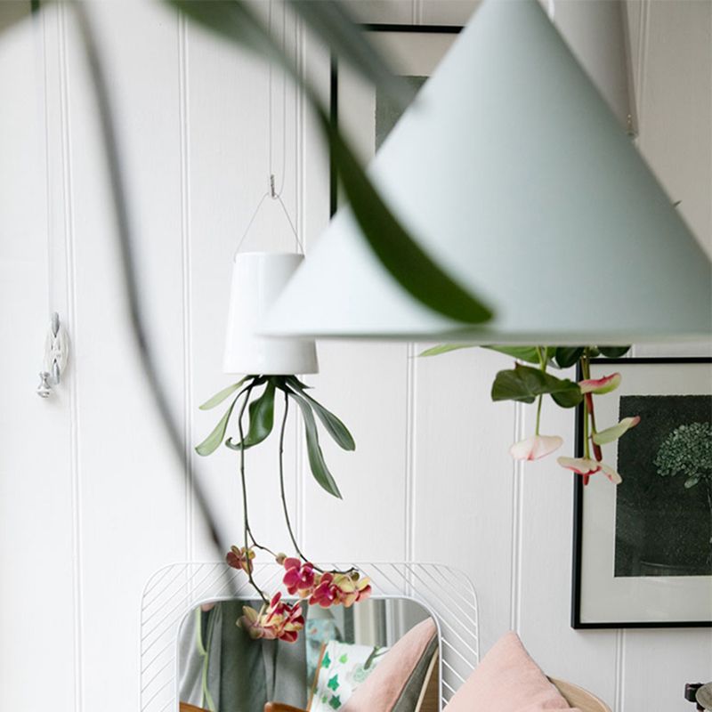 Macaron Hanging Light Fixture 1-Light Pendant Lamp with Plastic Shade for Living Room