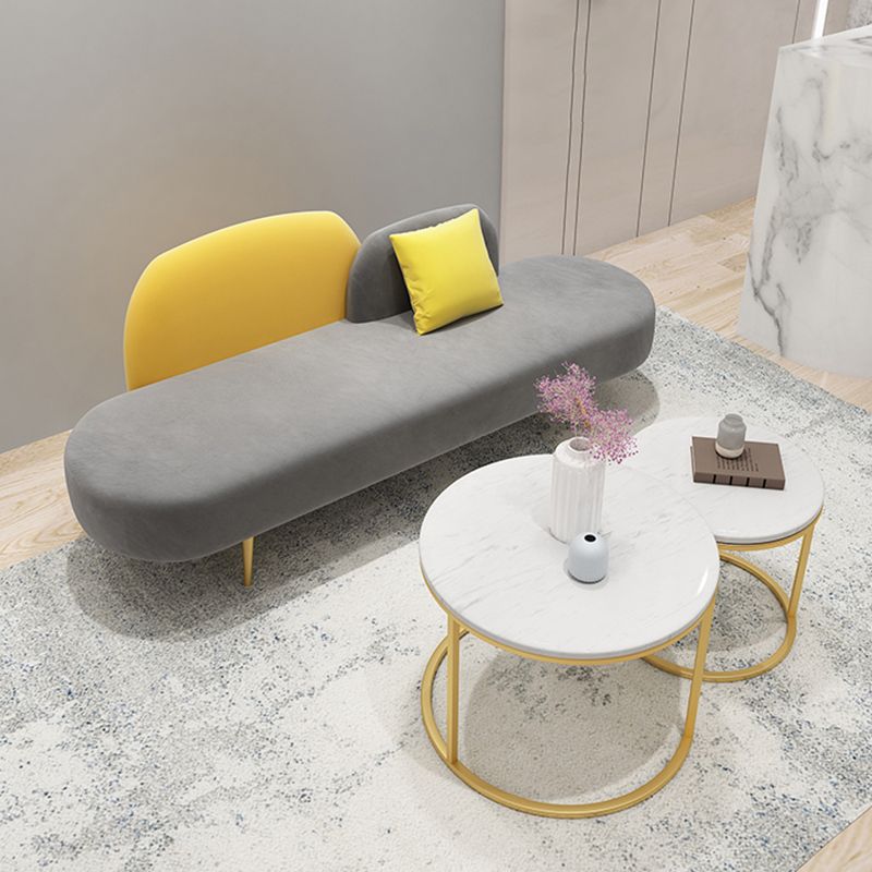 Modern Velvet Armless Sofa 30.70" Wide Gray Sofa for Living Room