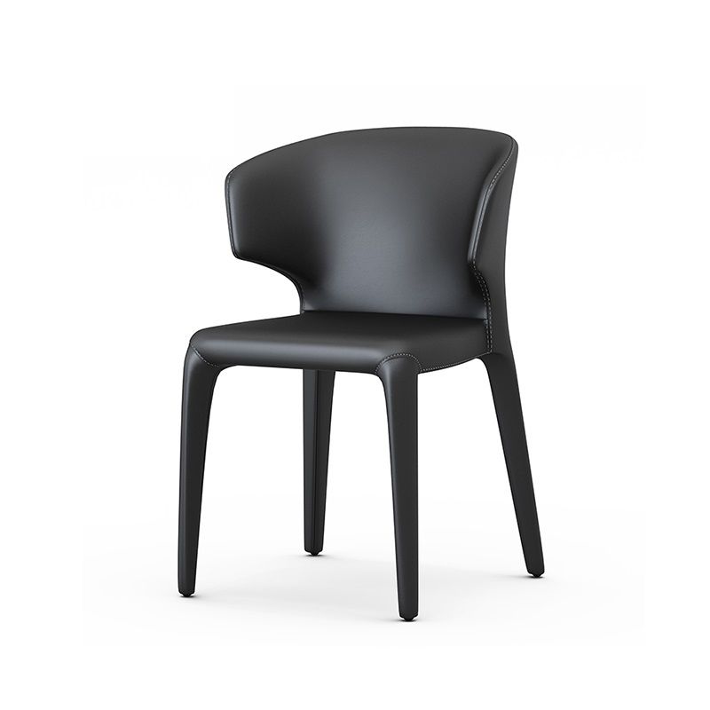 Chaise de salle à manger avec accoudoirs de style design, finition mate, avec dossier à oreilles (Ensemble de 2)