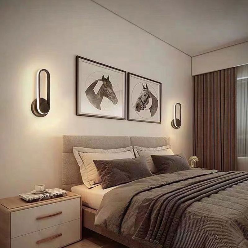 Oval Shape Metal Wall Light Modern Style Single Light Wall Sconce Light