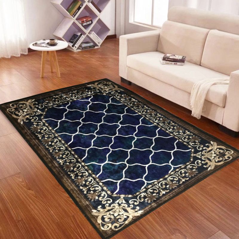 Stylish Medallion Pattern Area Carpet Red Traditional Area Rug Anti-Slip Rug for Living Room