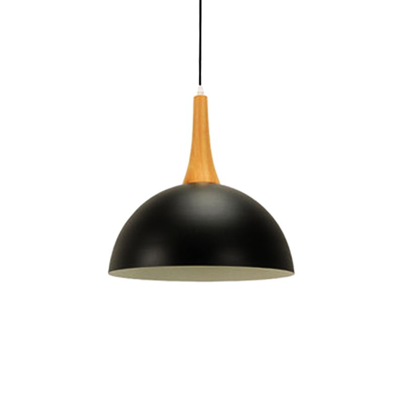 1 Ligera de cúpula ligera Lámpara de colgación de metal elegante moderna en blanco/negro para la sala de reuniones para la sala de reuniones
