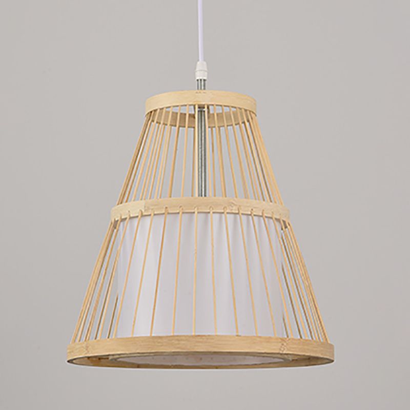 1-Light Chinese Style Bamboo Pendant Light Geometric Hanging Pendant for Restaurant