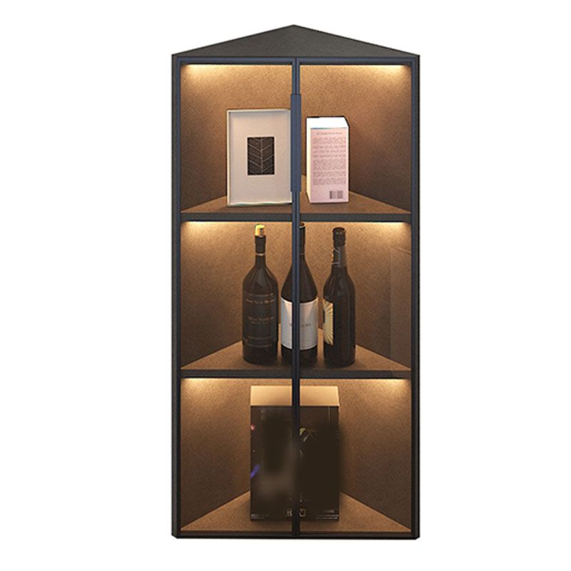 Corner Glass Paned Wood No Distressing Contemporary Accent Cabinet