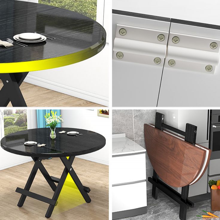 Contemporary Style Traditional Height Dining Set with Black Folding Table and Chairs