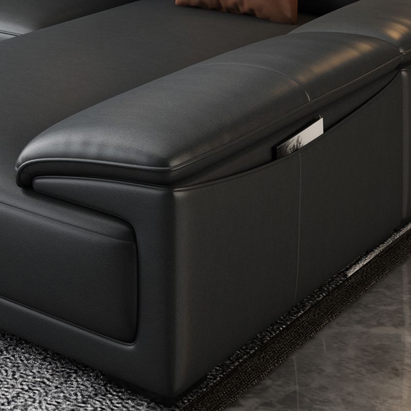 Faux Leather Adjustable Sectional 70"W Contemporary Sectional Sofa with Storage