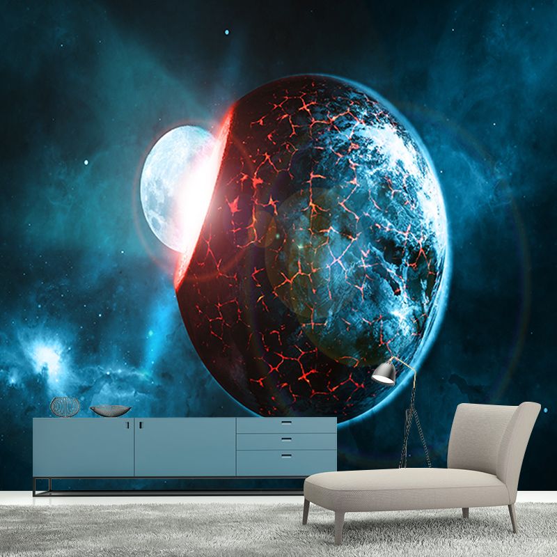 Dark Outer Space Mural Wallpaper Personalized Size Wall Covering for Bedroom