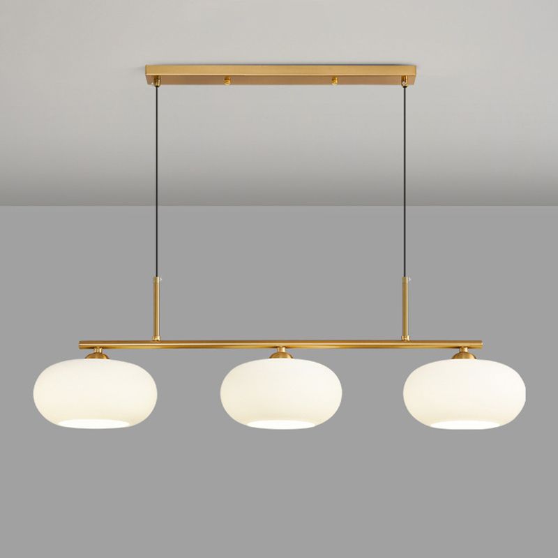 Modern Style Drum Shade Island Pendants 3 Lights Glass Pendant Lights for Dining Room