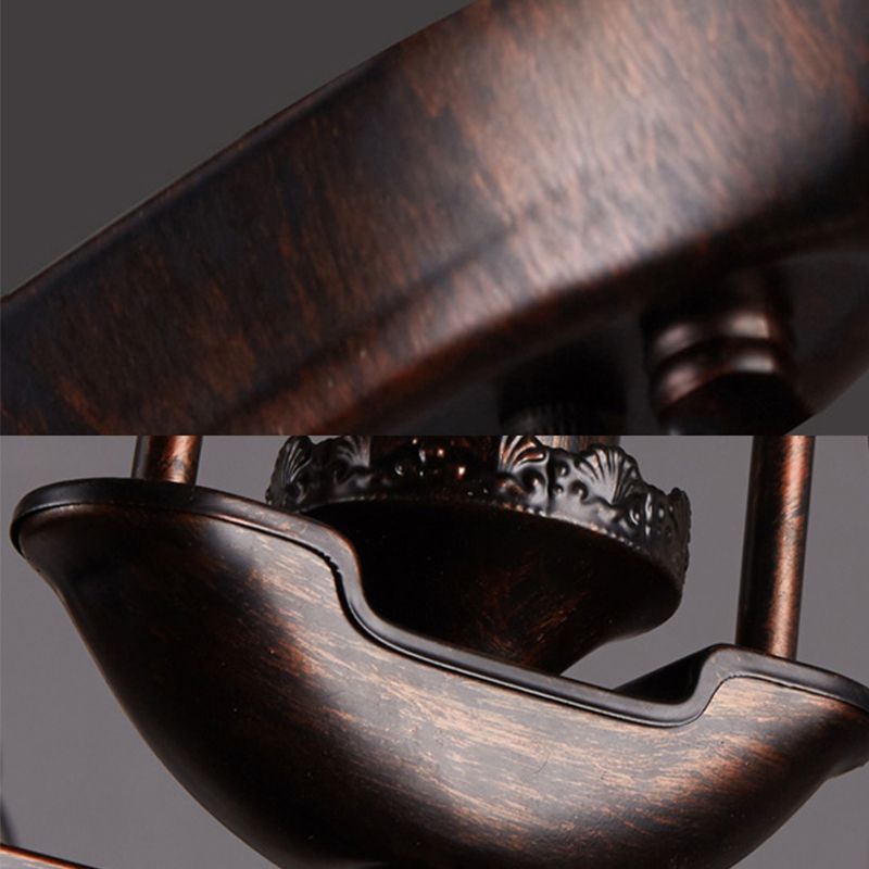 Rust Rectangular Pendant Chandelier Industrial Metal 10-Head Bedroom Hanging Ceiling Light