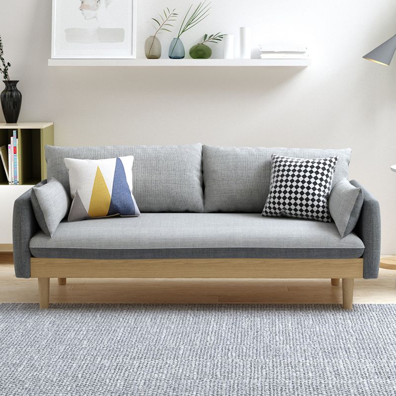 Stoff grau 3-Sitz-Quadratarmsofa Nordic mit 2 Kissen Liebeseat