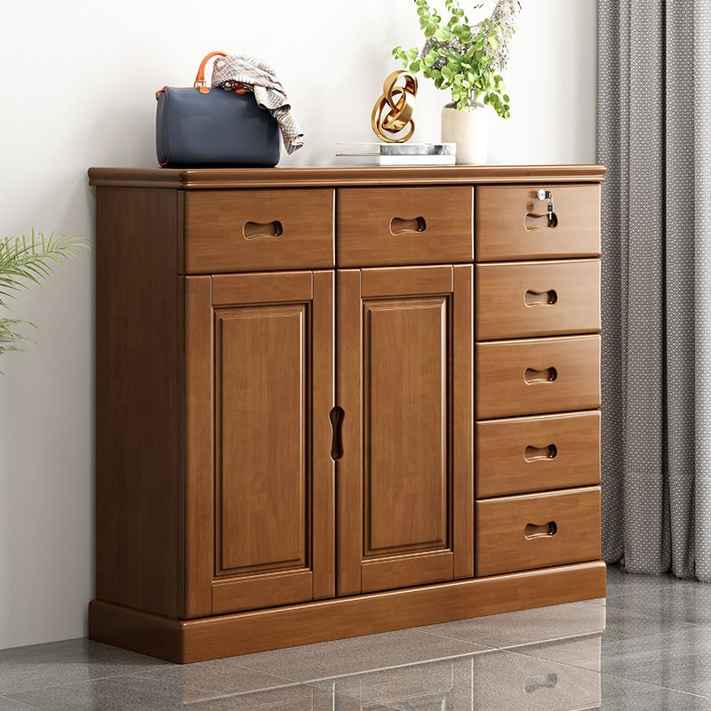 Contemporary Rectangle Accent Cabinet with Drawers Wood Storage Cabinet