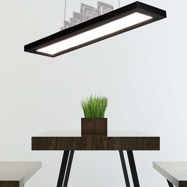 Rectangular LED Island Light Fixture Simplicity Acrylic Black Pendant Light for Dining Room
