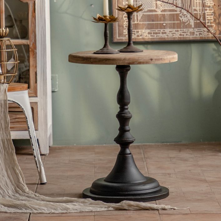 French Country Distressed Cocktail Table Wooden Pedestal  Coffee Table for Living Room