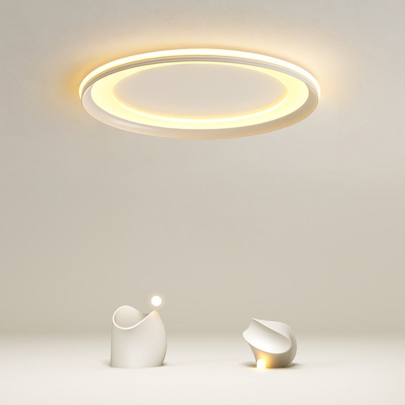 LED Bedroom Close to Ceiling Lighting Minimalist Style Flush Mount Lamp with Circle Metal Shade